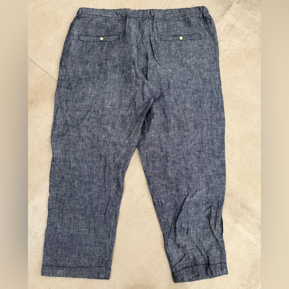 Allen Allen 100% Linen Pants Sz L (denim like) - Picture 3 of 4